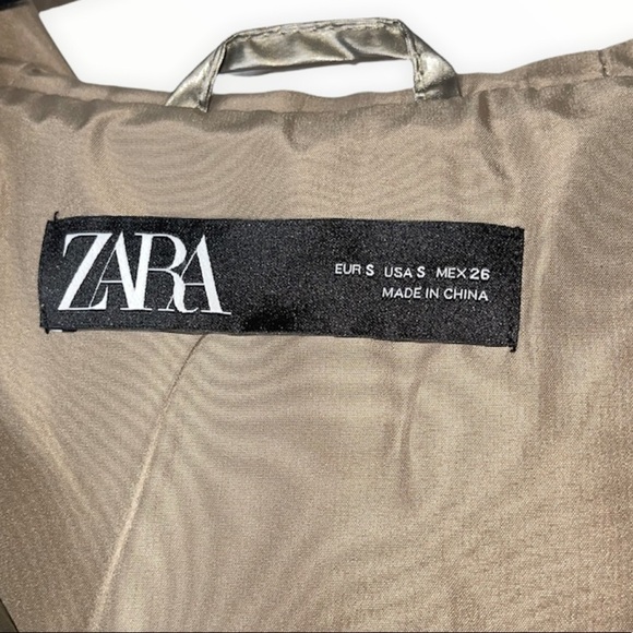 Zara Silver Gold Metallic Colorblock Windbreaker Jacket NWT Size Small Chic - Picture 12 of 12